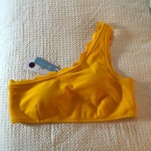 CUPSHE yellow scalloped swim  rain of petals